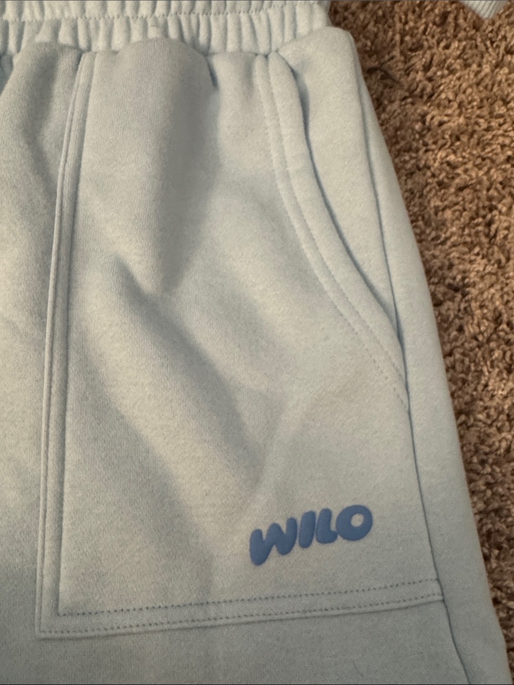 Wilo Wellness Club Light Blue Fleece Hoodie & Shorts Set Women's Size Medium - Picture 6 of 9